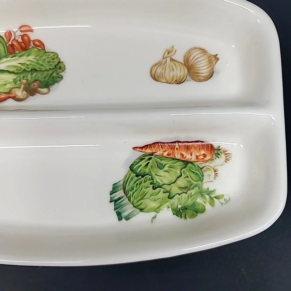 Vtg Divided Vegetable/Relish Tray/Dish-Japan -Fall Harvest-Thanksgiving-8-5/8
